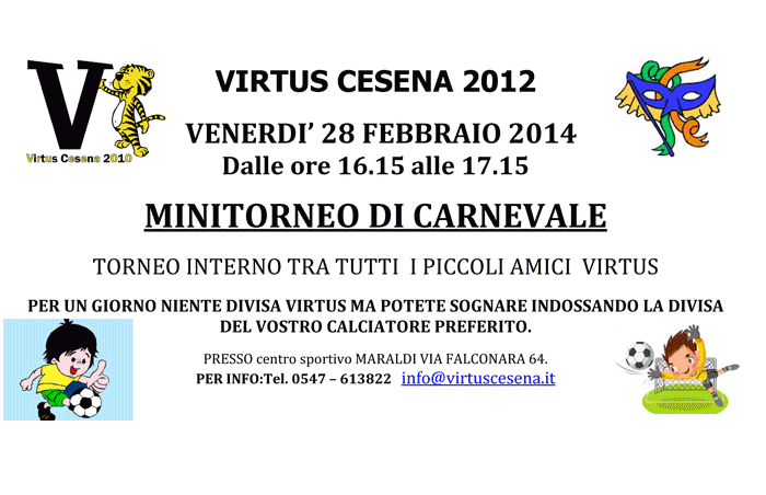 Carnevale 2014 in Virtus: il programma dei festeggiamenti sportivi