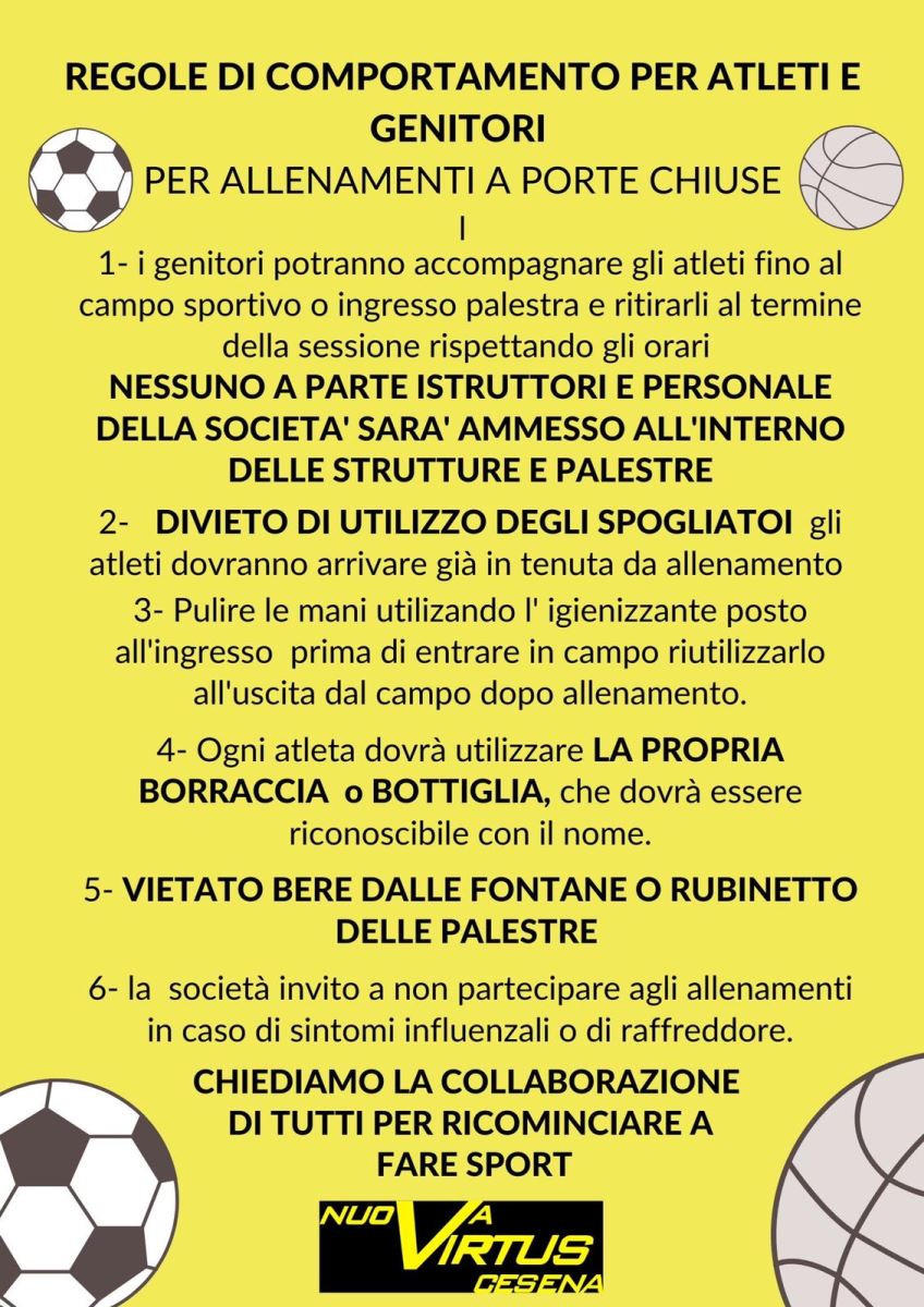 Le regole di comportamento di Atleti e Genitori 